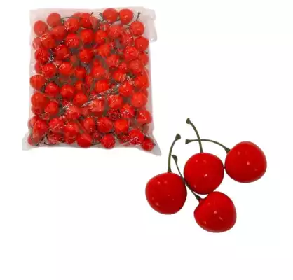 Декор фрукты вишня 100 шт, 3 см, красный